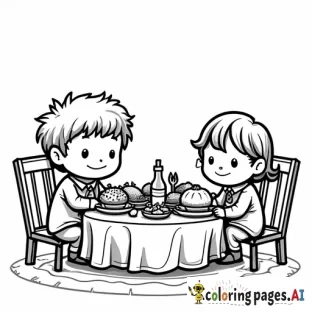 A chibi thanksgiving family dinner