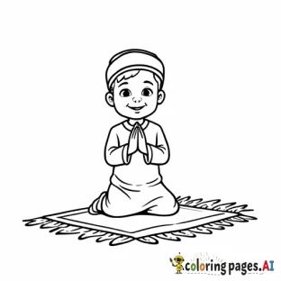 A child praying salah with a prayer mat.