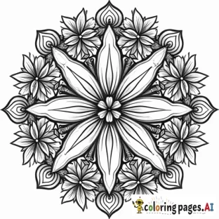 A clean and polished mandala-themed black-and-white line art coloring page featuring a plant similar to a marijuana plant, with leaves and flowers forming intricate symmetrical patterns. The design incorporates bongs seamlessly within the mandala, with the plant's leaves and stems flowing through and around the bongs. The overall style is highly detailed with precise and sharp outlines, ensuring all lines are clean and consistent. Perfect for coloring, with no shading or gradients, only pure black and white line art.