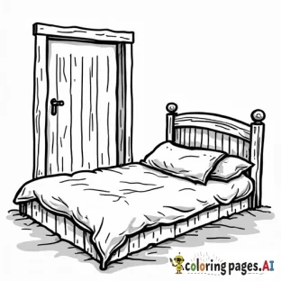 A  coloring page design with the Verse: "As a door turns on its hinges, so does a sluggard on his bed."