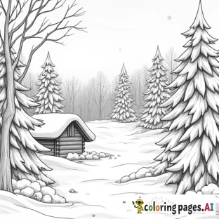 a coloring page featuring winter