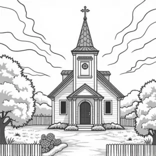 A country church in black