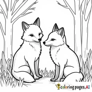 A couple of foxes in the forest