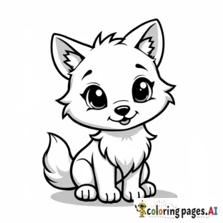 A cute and charming little wolf, with big expressive eyes and a playful expression, fluffy and soft fur, adorable proportions, in a vibrant and colorful children’s cartoon style, smooth lines and rounded shapes, pastel and warm colors, highly detailed but slightly stylized, bright and cheerful atmosphere, soft shading, gentle highlights, dreamy and whimsical look, outlined image