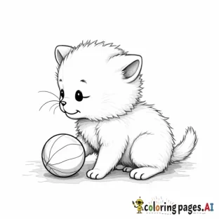 a cute fluffy kitten playing with a ball