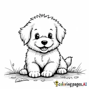 a cute fluffy puppy playing in the leaves