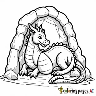 a dragon laying in a cave protecting a dragon egg