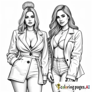 a easy coloring page of cardi b and nicki minaj