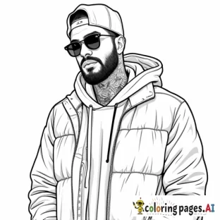 a easy coloring page of drake the rapper