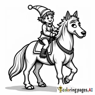 a elf riding a german shaperd and the dog has a santa hat on