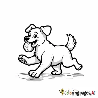 A happy dog running in the park with a ball in its mouth