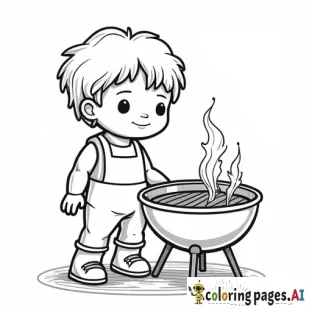 a ken doll using the BBQ