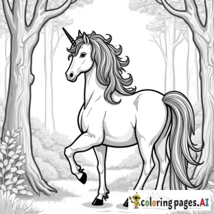 a majestic unicorn in a forest, fantasy art style, adults
