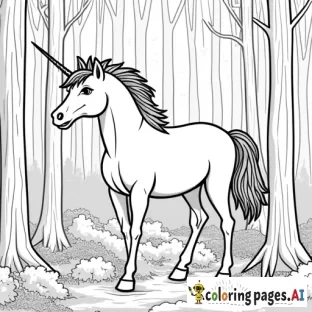 a majestic unicorn in a forest, fantasy art style
