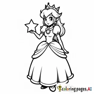A princess peach holding a star