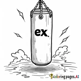 a punching bag with word ex on it