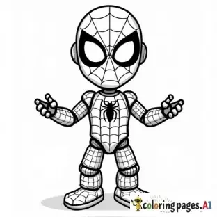 a robot who wear a spiderman custom