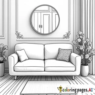 A  ROSES BOUQUET SET IN A LIVING ROOM WITH A MUSTARD YELLOW SOFA