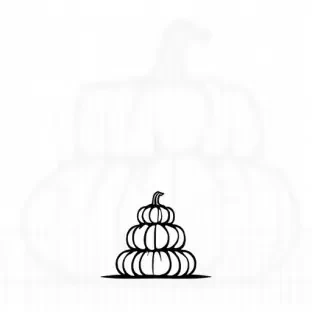 A silhouette of a stacked group of pumpkins.