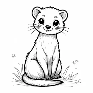 a SIMPLE CUTE FERRET WITH BOLD LINES