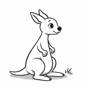 a SIMPLE CUTE KANGAROO  WITH BOLD LINES