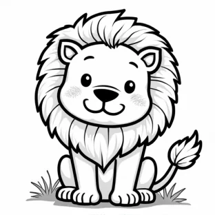 a SIMPLE CUTE LION  WITH BOLD LINES