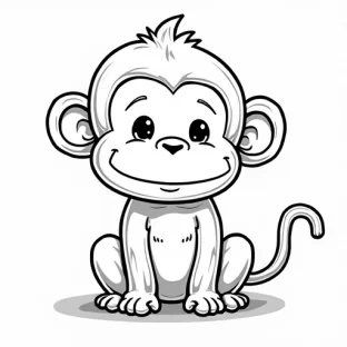 a SIMPLE CUTE MONKEY  WITH BOLD LINES