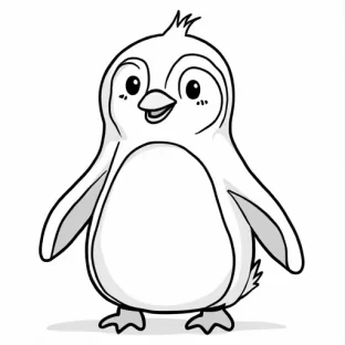 a SIMPLE CUTE PENGUIN  WITH BOLD LINES