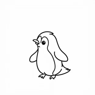 a SIMPLE CUTE PENGUIN  WITH BOLD LINES
