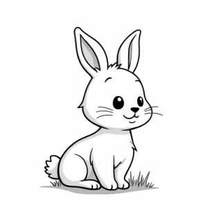 a SIMPLE CUTE RABBIT  WITH BOLD LINES