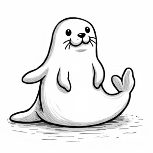 a SIMPLE CUTE WALRUS  WITH BOLD LINES