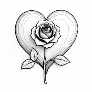 A small, beautiful 3d layered rose attached to a heart