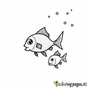 A small fish swimming in water, with a bigger fish and a smaller fish nearby