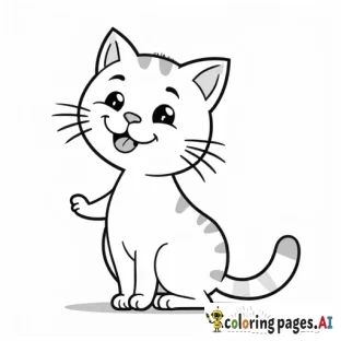 a smiling cat with semi-bold lines for a coloring book for toddlers