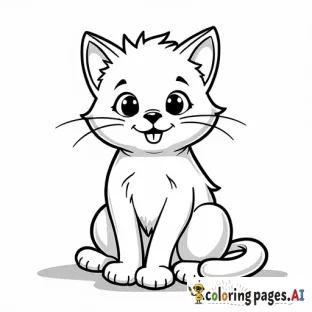 a smiling cat with semi-bold lines for a coloring book for toddlers