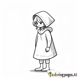 A standing girl with a small folded blanket on her head