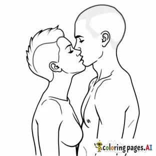 a tall slender man with a shaved head whose wiry strong kissing a short  haired petite woman make her boobs bigger and make him look more Puerto Rican and white