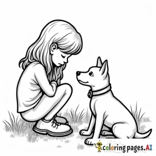 a teen girl saying a sorrow  goodbye to her best dog