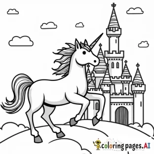 A unicorn and castle with 15 hidden unicorns hidden in the