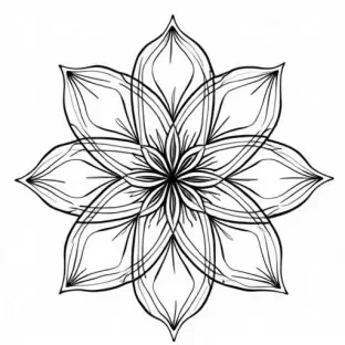 A unique solid black geometric shape. IN solid black oil median ART. Entire image to be completely surrounded by a bright white background.