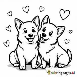 A valentine's day theme with two corgis named Mac & Cheddar.
