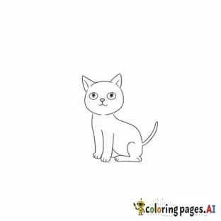 a very simple cat image with bold lines. the image is clean and suitable for a toddler to color.