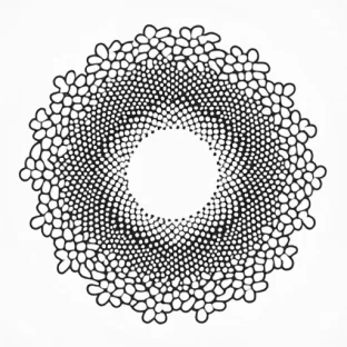 An abstract sinedot style image surrounded by a white background