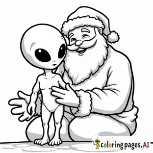 An alien being updated by Santa Clause