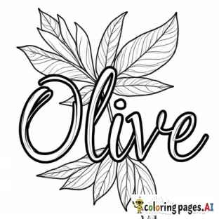 an artistic image of the word Olive that can be used as coloring page