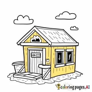 an ice cream house that is blue and yellow