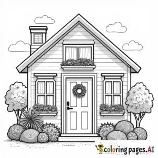 Anime girl in a cute house with lots of plants