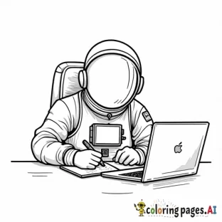 astronaut taking notes on a computer while wearing gloves on the hands