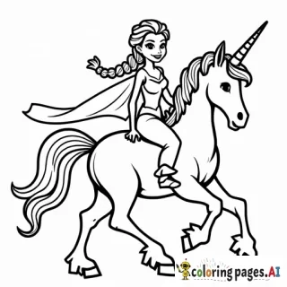 elsa riding a unicorn