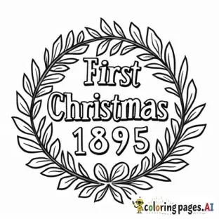 Babe's First Christmas 1895 Text Logo without any pictures of humans, without any pictures of animals, without any pictures of birds, and without any pictures of insects.